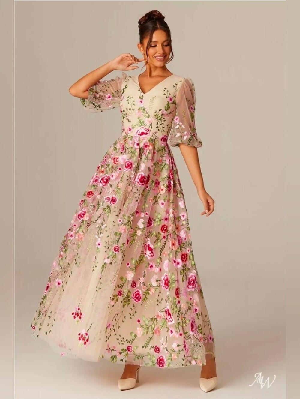AW Bridal Floral Embroidered Breezy Dress 14